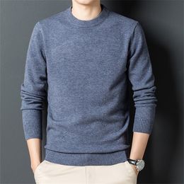 Pulls pour hommes 10 couleurs automne et hiver épais col rond mode décontracté chaud tricot pull mâle marque vêtements 220923