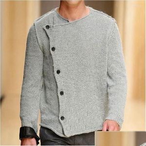 Pulls pour hommes 2023 Hiver Vintage Tricoté Bouton Cardigan Pull Casual Streetwear Surdimensionné O Cou À Manches Longues Manteau De Luxe Drop Otayc