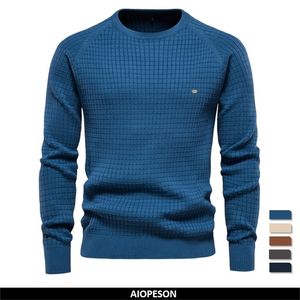 Heren Truien AIOPESON 100% Katoen Soild Kleur Oneck Hoge Kwaliteit Mesh Truien Mannelijke Winter Herfst Basic voor 221115