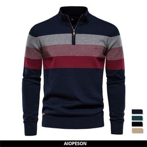 Suéteres para hombre AIOPESON Suéter de retazos para hombre Suéter de algodón casual con cremallera Suéter con cuello simulado para hombres Suéter cálido de moda de invierno para hombres 221008