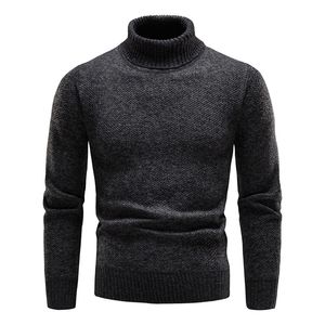 Herentruien Herfst en winter Allmatch Fleece Turtleneck Sweater Heren Slim Koreaanse versie Solid kleur gebreide bodem shirt 220912