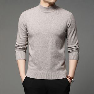 Mens truien herfst en winter mannen coltrui pullover trui mode massieve kleur dik warm bodem shirt mannelijke br kleding 220923
