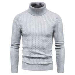 Chandails pour hommes automne et hiver col roulé chaud mode couleur unie pull pull mince pull hommes tricoté chemise de fond 231016