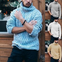 Suéteres para hombre Otoño e invierno Cuello alto Talla grande Color sólido Manga larga Casual Cálido 4 colores S2XL 220929