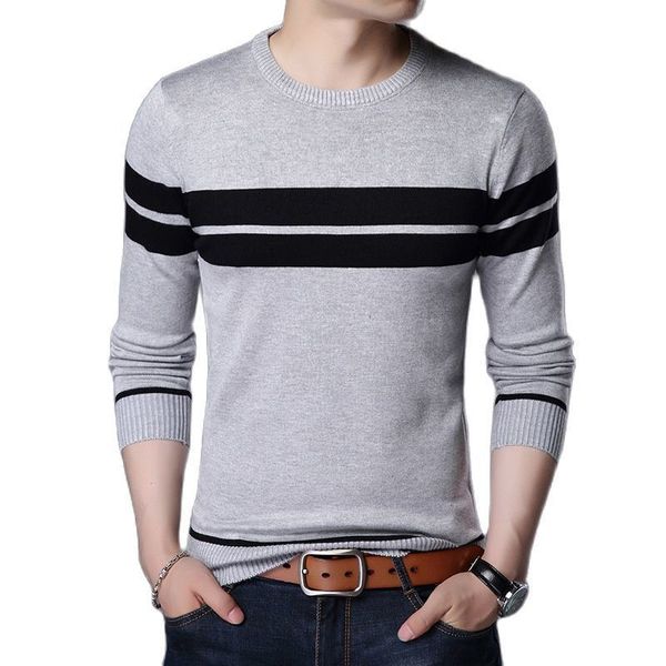 Pulls pour hommes Automne Pull tricoté T-shirt Confortable O Cou Pull à manches longues Stripe Patchwork Jumper Casual Bottoming pour l'hiver 230904