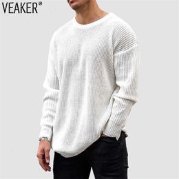 Suéteres para hombre Otoño para hombre Suéteres sueltos con cuello en V Suéteres Hombre Casual High Street Blanco Negro Suéter de punto Prendas de punto M3XL 221008