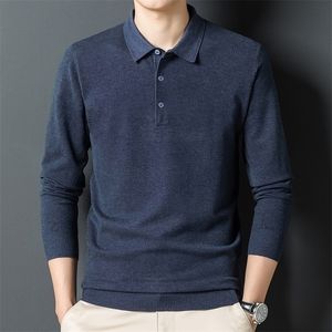 Suéteres para hombre Otoño para hombre Color sólido Solapa Suéter de lana Estilo clásico Negocios Manga larga Suéter de punto fino Ropa de marca masculina 220921