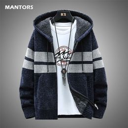 Suéteres para hombre Otoño Invierno Mens Cardigan Suéter Casual Suéter delgado Abrigo Hombres Streetwear Fleece Warm Knitted Sweater Hombres Chaquetas con capucha 220929