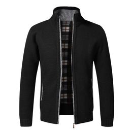 Mens Sweaters Autumn Winter Warm Cardigan Men Fleece Zipper Jackets Slim Fit Knitted Sweatercoat Thick Sweater Coat 230829