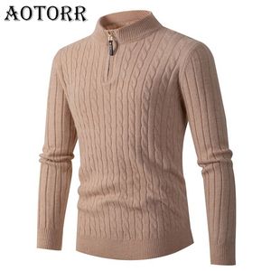 Heren Truien Herfst Winter Warme Trui Truien Man Tops Mode Effen Breien Trui Mannen Rits Trui Jumper Gebreide Wollen Kleding 220914