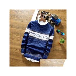 Pulls à hommes Brand Social Cotton Men Men Plover Casual Clogheted Striped Knited Pull Mastino Jersey Vêtements Drop Livraison Appa Dhrv3