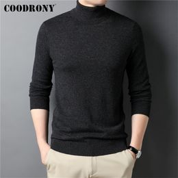 Chandails pour hommes COODRONY marque 100% laine mérinos pull à col roulé hommes vêtements automne hiver couleur Pure mince épais chaud cachemire pull Z3016 221115