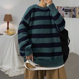 Pulls pour hommes DIMI hiver femme pulls décontractés coréen Streetwear mâle mode vêtements chauds lâche rayure 221115