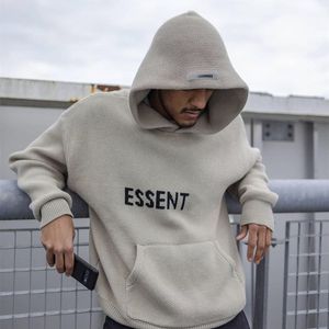 Mens truien dubbele gebreide high street letter hoodie trui paar herfst en winterpullover top trend 100% katoen geavanceerde kleur