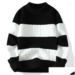 Chandails masculins mode automne et hiver britannique Slim Version coréenne de la tendance Couleur solide Plover Sweater Casual Knitwear Drop OTS2M