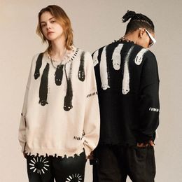 Pulls pour hommes Harajuku Meteor Automne Pull Hommes Punk Jacquard Rétro Tricoté Pull Hip Hop Lâche Amours Pull Femme Vêtements De Course Streetwear 230906