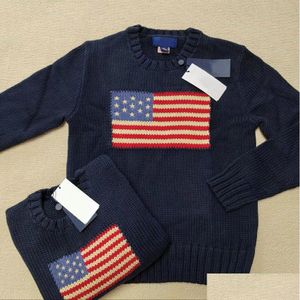 Chandails masculins T-shirt de drapeau européen et américain de haute qualité avec motif d'ours tissé couleur unie décontractée PLOVE S-XL DROP DEV DHEQ0