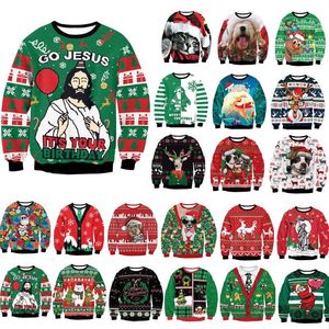 Heren truien Het is jouw verjaardag Jezus Mannen Vrouwen Lelijke kersttrui 3D grappig bedrukt herfst sweatshirt met ronde hals Kerst trui tops 221025