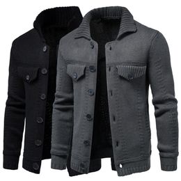 Pulls pour hommes Veste tricotée chaude et plus épaisse en hiver Cardigan à manches longues Laine Revers Workwear Outer 220923