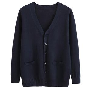 Chandails pour hommes cardigan coréen pull pour hommes haut en tricot vêtements bleu marine à manches longues col en v surdimensionné veste manteau 220923