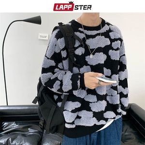 Chandails pour hommes LAPPSTER Hommes Nuage Stéréoscopique Hiver Pull Couple Lâche Surdimensionné Laine Harajuku Kpop Modes 220829