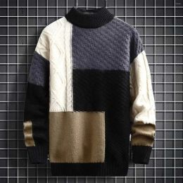 Pulls pour hommes mâle automne et hiver décontracté patchwork couleur pull rétro collège style vent paresseux à manches longues manteaux de bouffée livraison directe Dhu4S