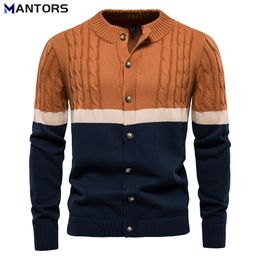 Suéteres para hombre Mantors otoño invierno para hombre retro cardigan suéter de algodón de punto patchwork jersey para hombre de negocios casual cardigan suéteres 220914