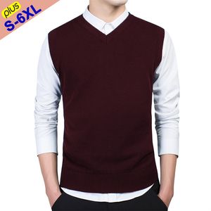 Hommes pulls hommes pull gilet mâle grande taille 5XL 6XL coton tricot solide sans manches homme pull haut automne printemps mince 230830