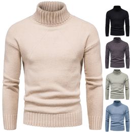 Sweaters de hombre Hombres de invierno Turtelneck de buena calidad elástica macho tibio de ajuste de ajuste delgado tortilleros sólidos tamaño 2xl 230811