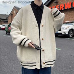 Mens Sweaters Hommes chandails britannique rétro Cardigan pull coréen Harajuku académique tricoté pull pull Hip Hop Streetwear lâche tricots hauts 230810 L23091