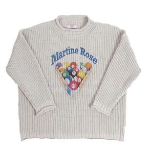 Pulls pour hommes épaule dénudée Martine rose épais aiguille sertie tricot pull OS style billard imprimé pull 123