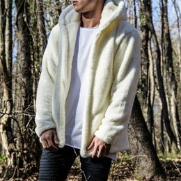 Herentruien Oversize Fashion Men Fluffy Pluche Faux Lamb Wol Hapleed Coate Jack Jacket pluche Casual massieve warme jas herfst Winter Cardigan Outswear 220923