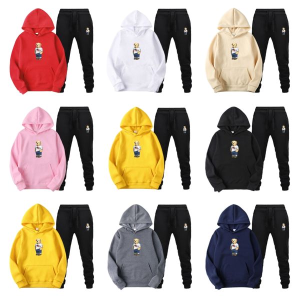 Chandail à base de chandails Polos Sweator Sweatmes Pantalons de survêtement Veste Pullor Pullover Cartoon Bear Round Cotton Coton Hiver Longsleed Nouveau Sweat à capuche imprimé décontracté comme