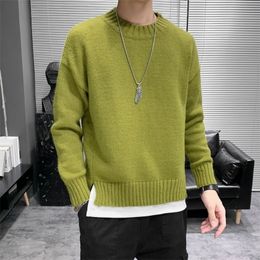 Heren truien pullover sweater mannen Koreaanse mode slanke fit herfst winterkleding voor mannen casual lange mouwen pullovers pure kleur shirts 220923