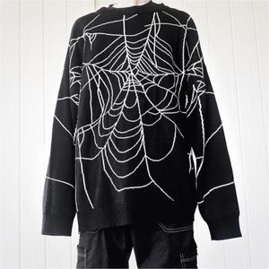 Pulls pour hommes Punk Goth Hip Hop Spider Web Imprimer Tricot surdimensionné Pull pour hommes Automne Hiver Fée Sombre Grunge Y2K Lâche Femmes Pull 220922