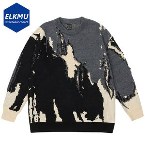 Pulls pour hommes Punk tricoté hommes en détresse concepteur surdimensionné Harajuku Streetwear automne hiver Hip Hop pulls en tricot hauts 230829