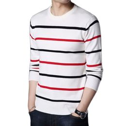 Suéteres para hombre SHiONFA suéter de punto camisa raya patchwork manga larga jersey primavera casual jumper ropa cómoda para otoño 230828