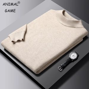 Herensweaters Effen Kleur Gebreide Trui Mode Casual Comfortabele Tops Klassieke Basic Halve Coltrui Sweatwear 231113