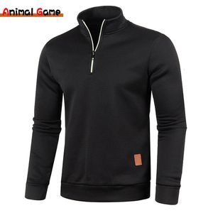 Heren Truien Lente Dikkere Sweatshirts Halve Rits Trui voor Mannelijke Hoody Man Sweatshir Herfst Effen Kleur Coltrui 230906