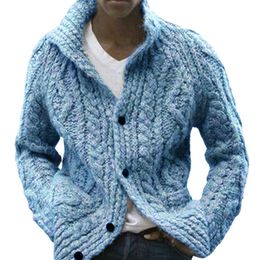 Hommes chandails manteau d'hiver boutons à boutonnage simple Cardigan doux tricot garder au chaud couleur unie tordu Texture revers hommes 221130
