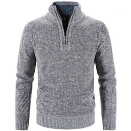 Pulls pour hommes hiver polaire plus épais pull demi-fermeture à glissière col roulé chaud pull qualité mâle mince laine tricotée pour le printemps 230921