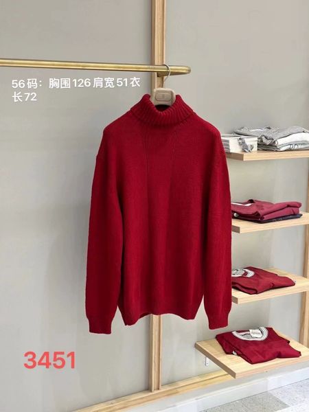 Pulls pour hommes hiver loro piana pull à col roulé à manches longues rouge pull en cachemire tricoté