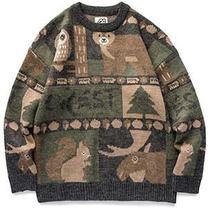Suéteres para hombre invierno vintage japonés lindo oso parejas punto jersey hip hop harajuku streetwear ropa tops 220914