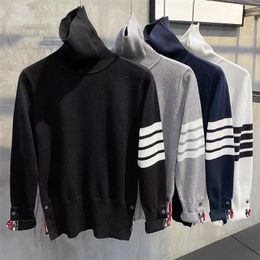 Heren truien Wol gebreide shirts Man trui hoge hals revers wollen hoodie Pullover coltrui Sweatshirts breit tops Man trui S-3XL