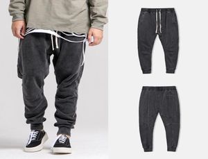 Heren jogging Black gewassen joggerbroek van Kayne West Black gewassen Hip Hop Street Casual Joggers Patched Harem Pants Long Trousers1624693