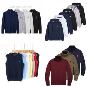 Heren sweatshirts Ralph Sweater Polo Heren Zip Half Knit Loose Horse Jackets Clothig Laurens Brand Vest