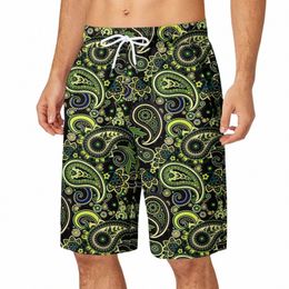 Shorts de bain pour hommes Boho Vintage Ethnique Print Board Shorts Double Poche Bandage Taille Élastique Culotte Genou Shorts Trunks Hawaïens h3G6 #