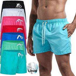 Heren zwembroek met mesh voering zijzakken Solid Beach Shorts Quick Dry Lightweight Drawring Board Summer Swimwear 240425