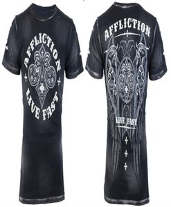 Heren T-shirt Affliction Heren T-shirt ROYALE Eagle Wings ZWART Tattoo Biker MMA Gym tops S3XL7133633