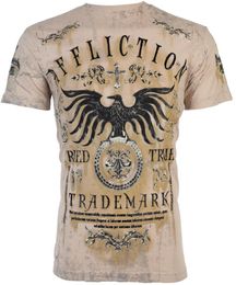 Hommes t-shirt affliction hommes t-shirt essayé aigle sable tabac lavage tatouage motard gymnase hauts S3XL6324138